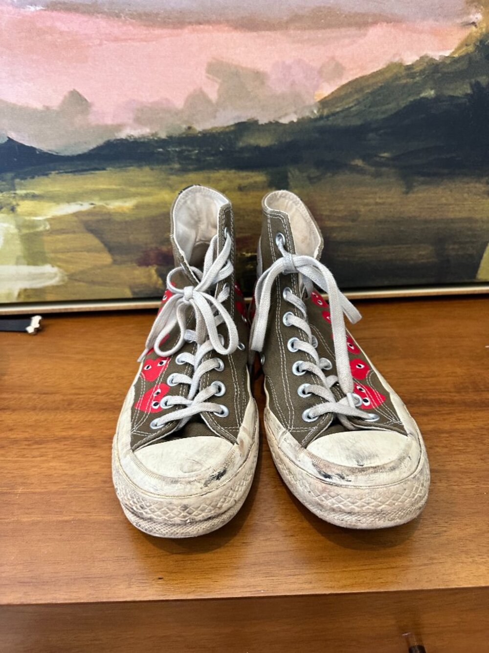 Converse x Comme Des Garçons Play Chuck 70 Hi "Multi Hearts Green" sneakers, 9 - Picture 8 of 11